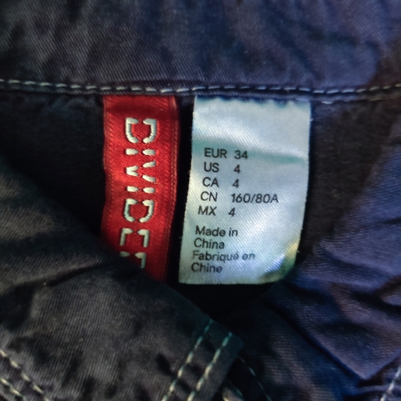 H&M Lyocell Navy Blue Cropped Long-Sleeve Collared Shirt - Picture 5 of 7